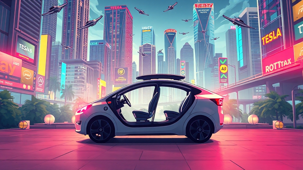 로보택시와 AI, 테슬라의 미래를 바꿀까? (cartoon 스타일)