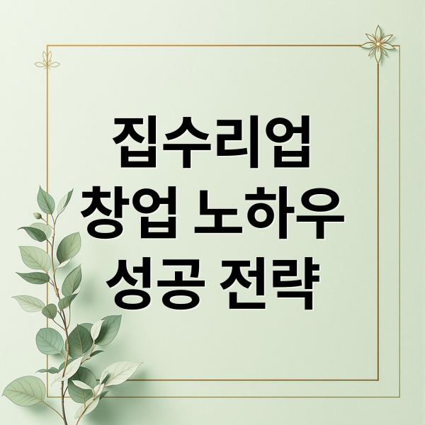 집수리업
창업 노하우
성공 전략 (집수리업 자영업 장단점)