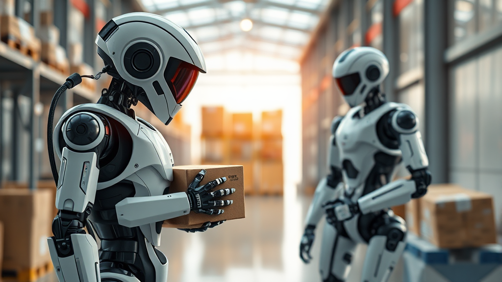 물류 로봇 도입 확대와 미래 예측: 피지컬 AI 시대의 도래 (realistic 스타일)