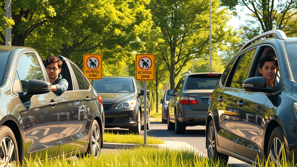 어린이보호구역, 안전 운전이 최우선! (realistic 스타일)