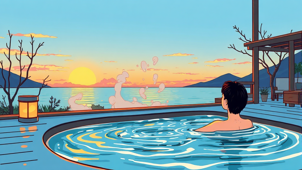 석모도 온천, 어떤 효능이 있을까? (illustration 스타일)