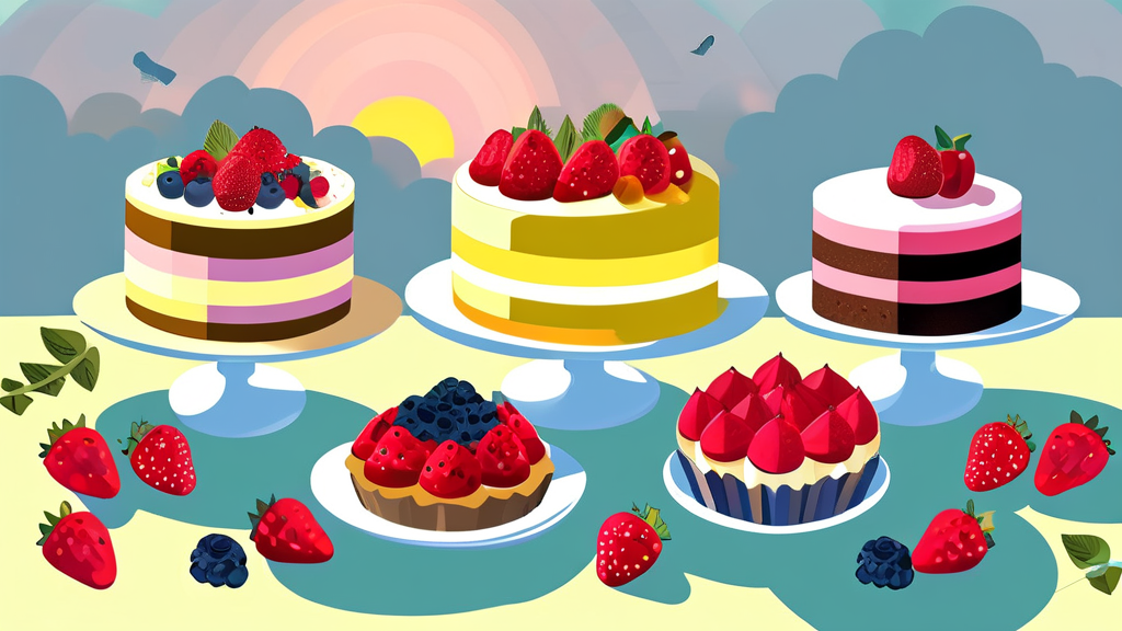 달콤한 봄딸기 디저트: 봄날의 행복 (illustration 스타일)