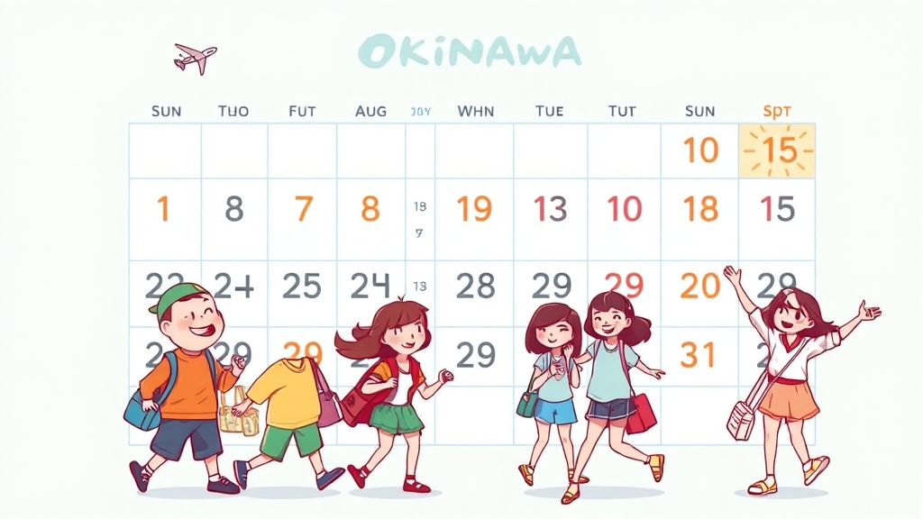 오키나와 항공권 최적 검색 시기 (cartoon 스타일)
