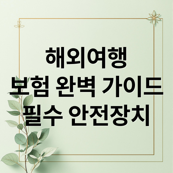해외여행
보험 완벽 가이드
필수 안전장치 (해외여행 보험 추천)