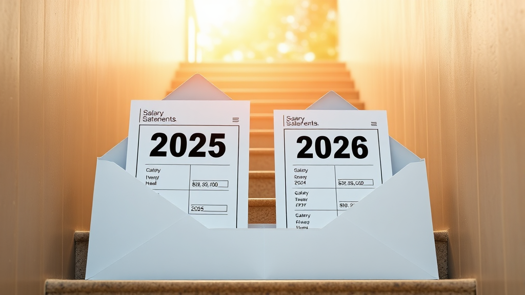 2025년 vs 2026년 봉급 비교 (realistic 스타일)