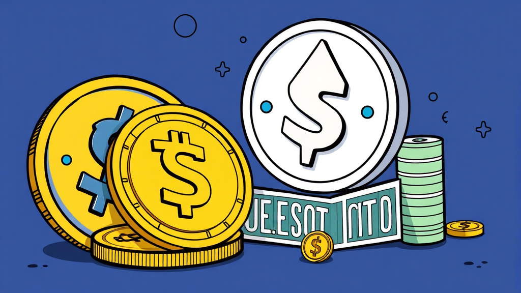 미국 암호화폐 규제 법안: 현재와 미래, 시장 영향 분석 6 스테이블코인 규제와 금융기관의 시장 진출 (cartoon 스타일)