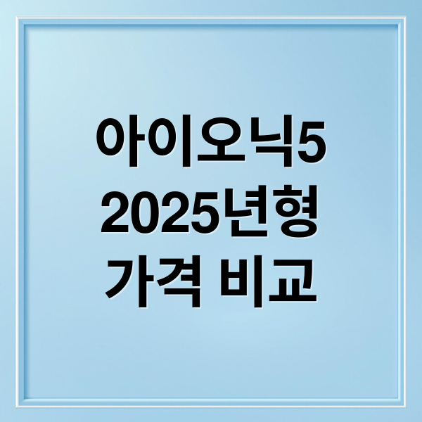 아이오닉52025년형가격 비교 (2025 아이오닉5 가격)