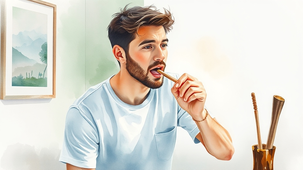 혀 클리너 & 구강 청결제, 똑똑하게 사용 (watercolor 스타일)