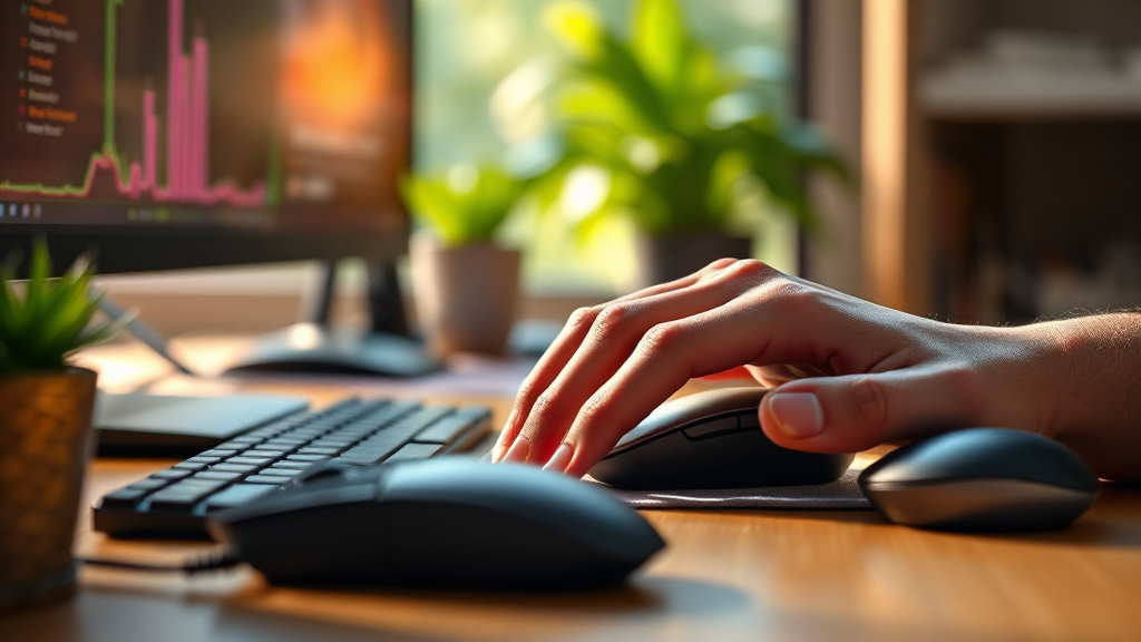 마우스 손목 터널 증후군: 원인부터 예방, 통증 완화까지 완벽 가이드 4 손목 건강을 위한 올바른 마우스 사용법 (realistic 스타일)