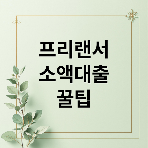 프리랜서
소액대출
꿀팁 (프리랜서 소액대출)