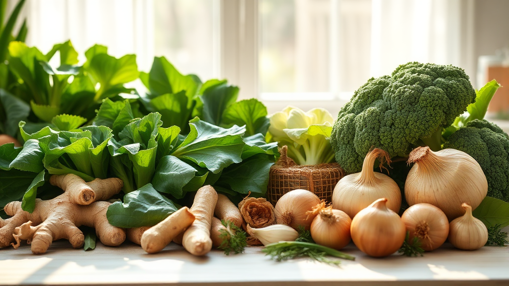 비염 완화 채소 (realistic 스타일)