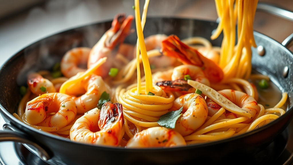 감바스 파스타 볶기
