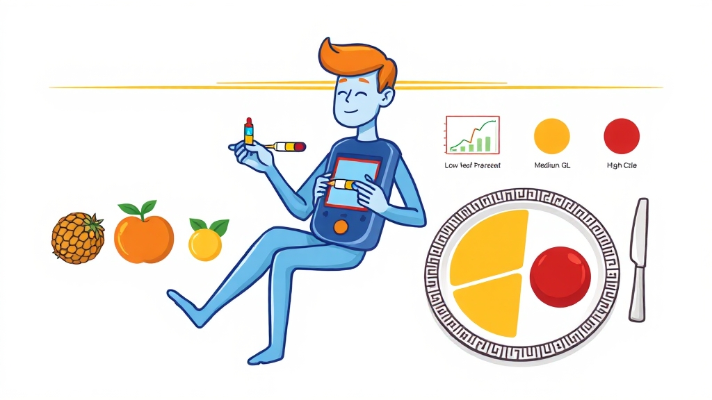 GL 지수: 섭취량 고려한 혈당 부하 측정 (cartoon 스타일)