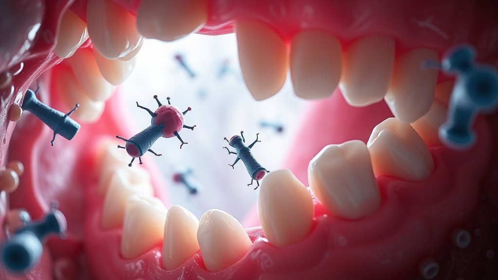 입 속 세균과 전신 건강 (realistic 스타일)