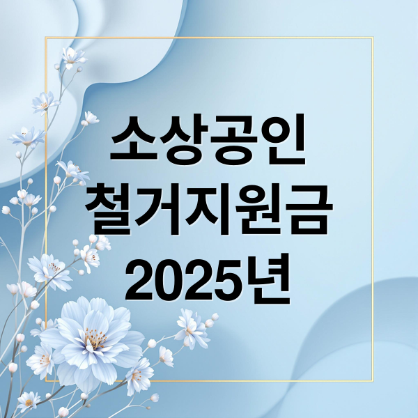 소상공인
철거지원금
2025년 (소상공인 철거지원금)