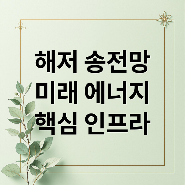 해저 송전망
미래 에너지
핵심 인프라 (해저 송전망 이재명 관련주 한반도 전역에 해상망 구축)