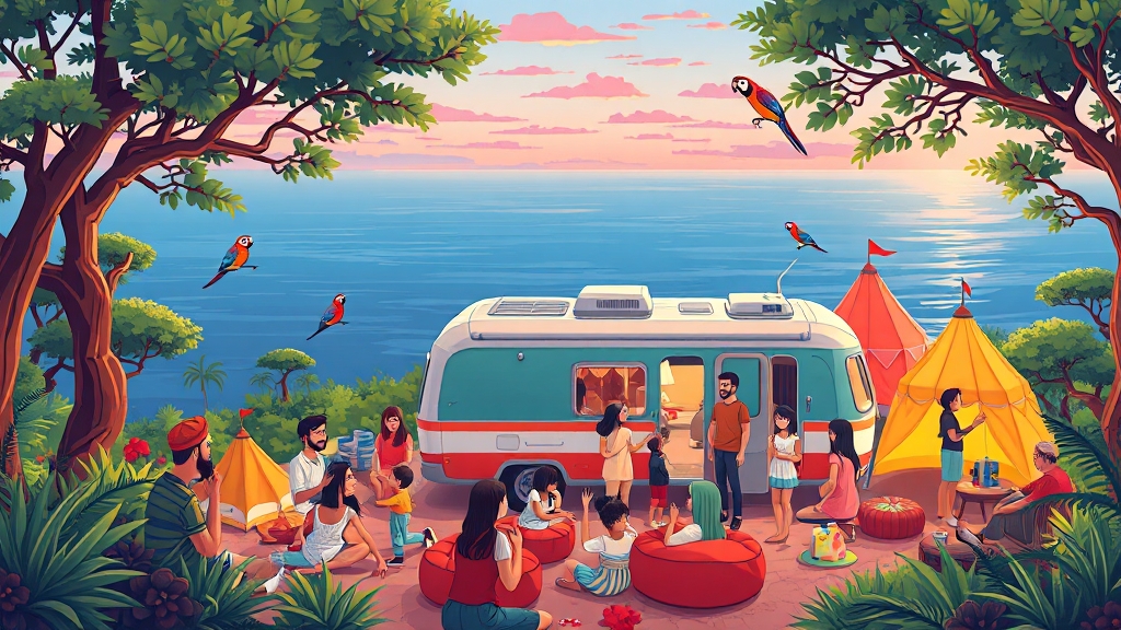 카라반 여행 추천 코스 (cartoon 스타일)