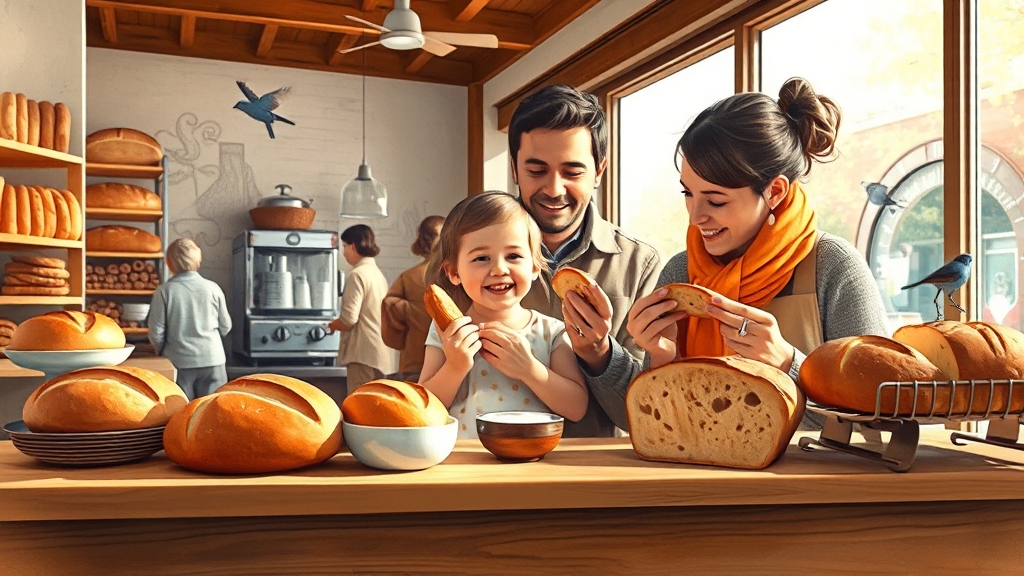 아이와 함께 가기 좋은 빵집 (illustration 스타일)