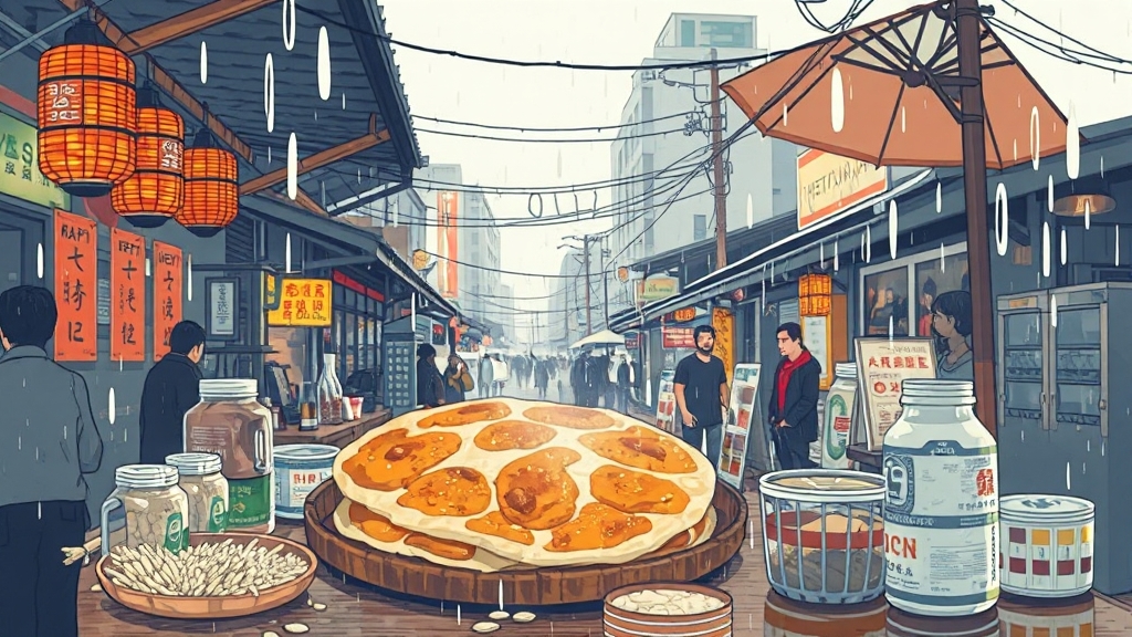 대표 먹거리: 빈대떡 (illustration 스타일)