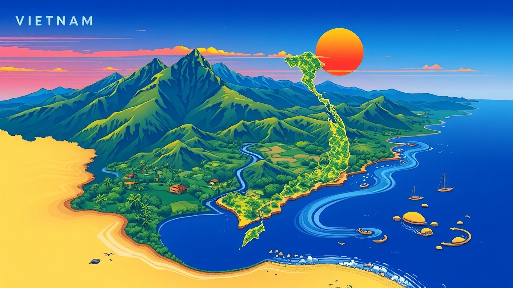 베트남의 지리적 특징 (illustration 스타일)