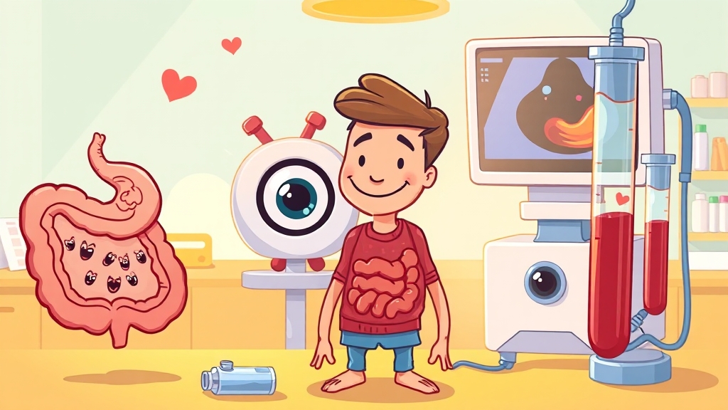 건강검진, 어떤 항목이 있나요? (cartoon 스타일)