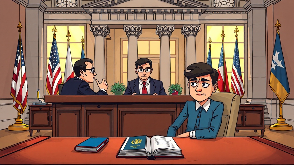 최신 미국 비자 심사 동향: SNS & 인터뷰 (cartoon 스타일)