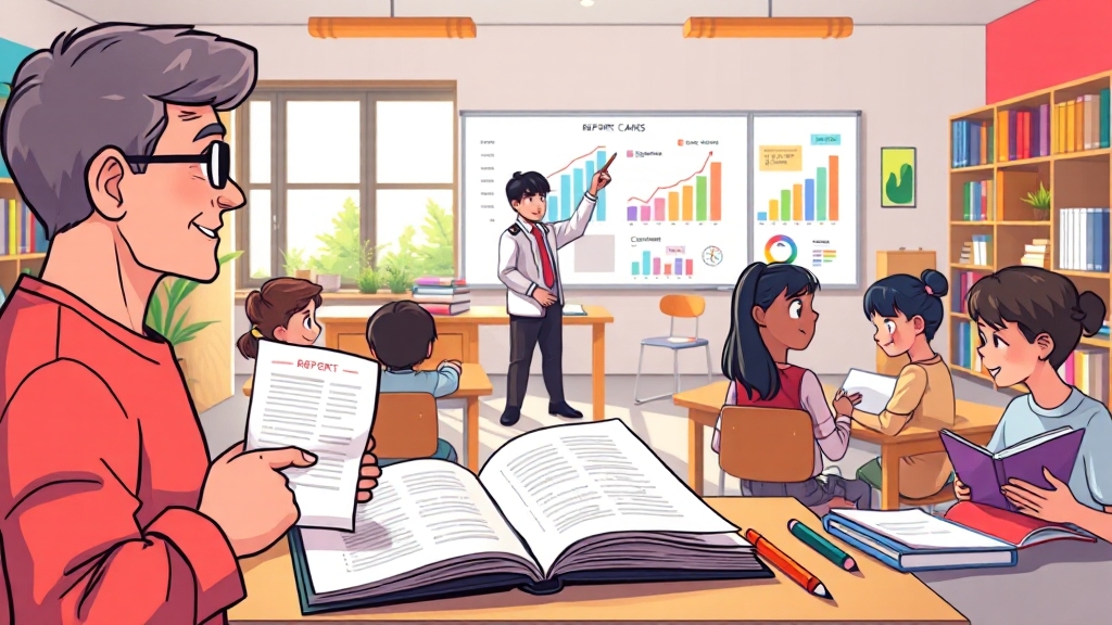 학생 성적 및 출결 현황 확인 (cartoon 스타일)