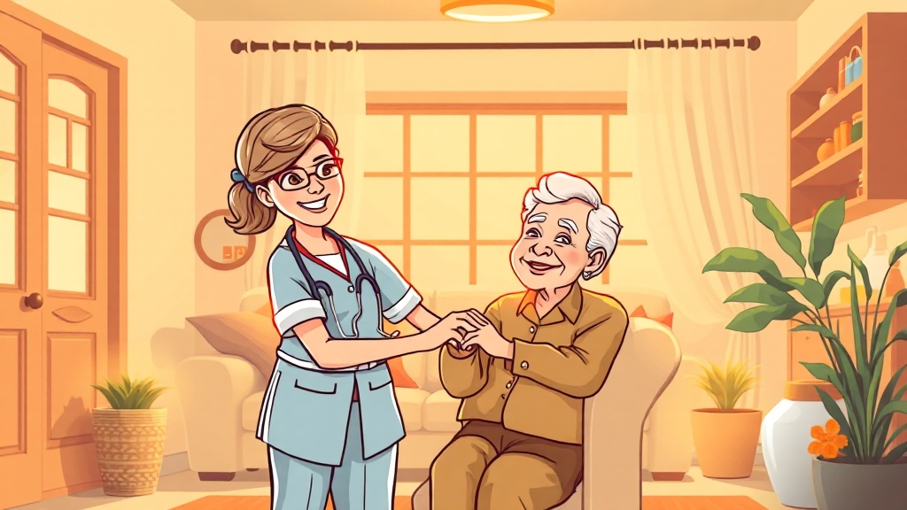 재가요양보호사의 주요 업무 (cartoon 스타일)
