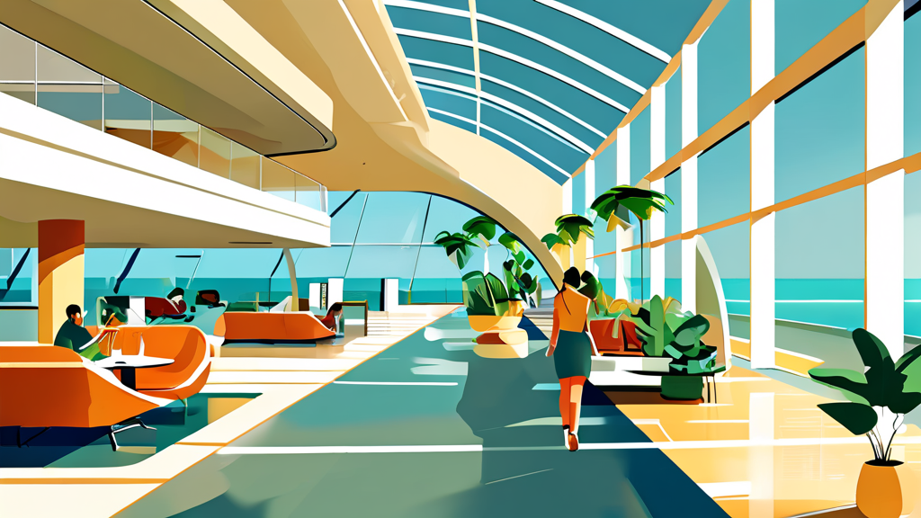 실제 이용 후기: 다낭 공항 라운지 경험담 (illustration 스타일)