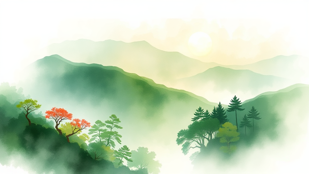 백운산 자연휴양림 소개 (watercolor 스타일)