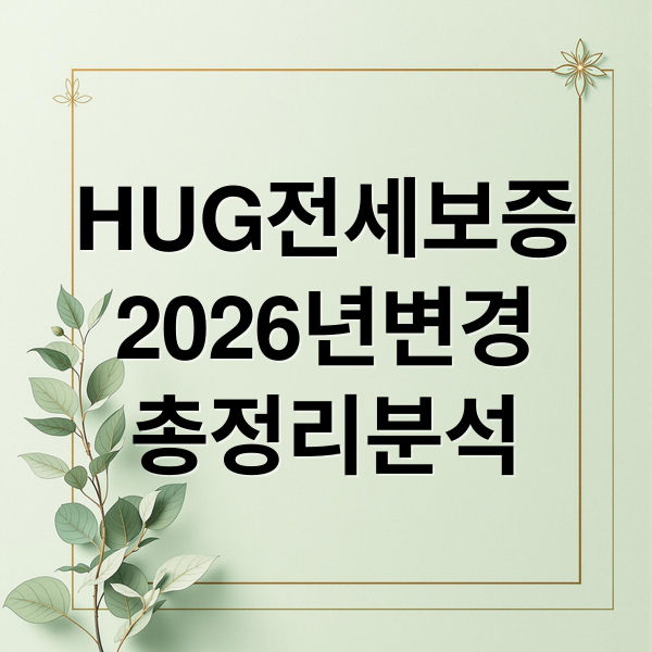 HUG전세보증
2026년변경
총정리분석 (2026년 HUG 전세보증금 반환보증 가입 조건)
