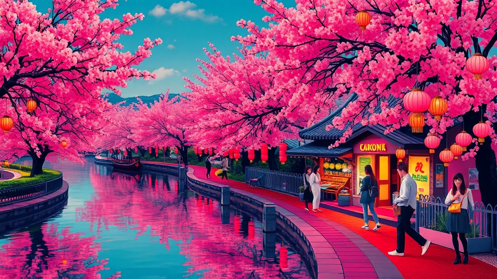 요천강변: 낭만과 여유 (popart 스타일)