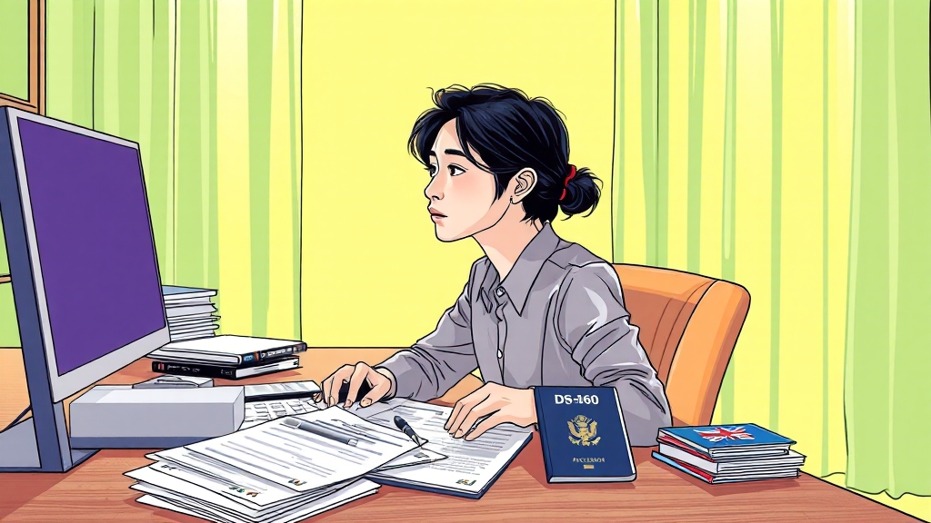 미국 비자 신청 절차 (illustration 스타일)