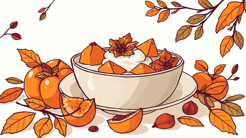 대봉감 활용 레시피 (illustration 스타일)