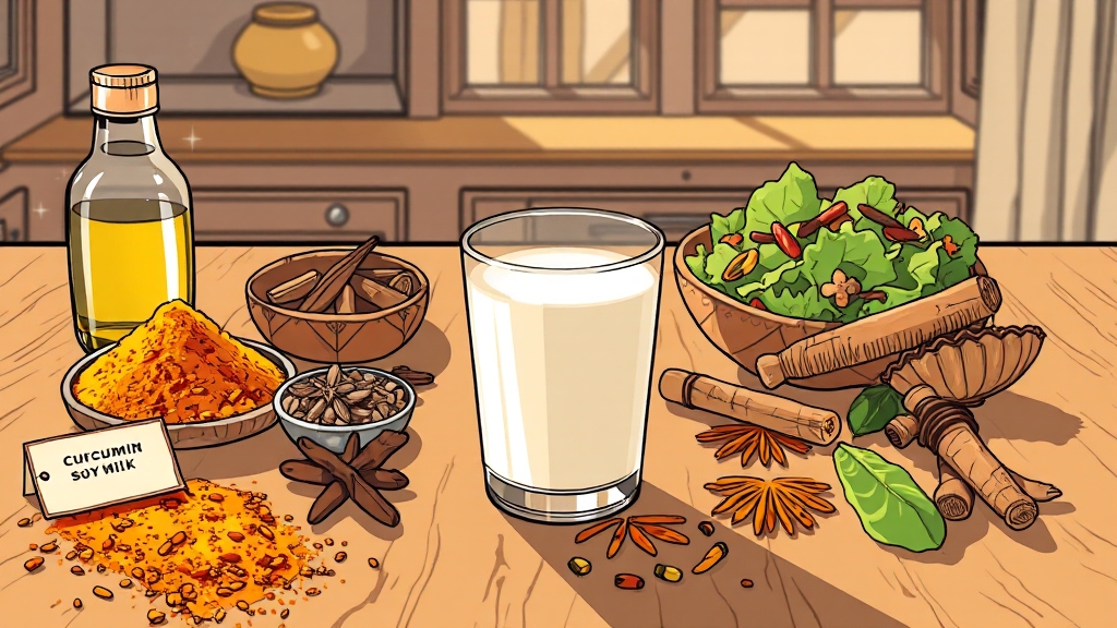 커큐민 흡수율 높이는 법 (illustration 스타일)