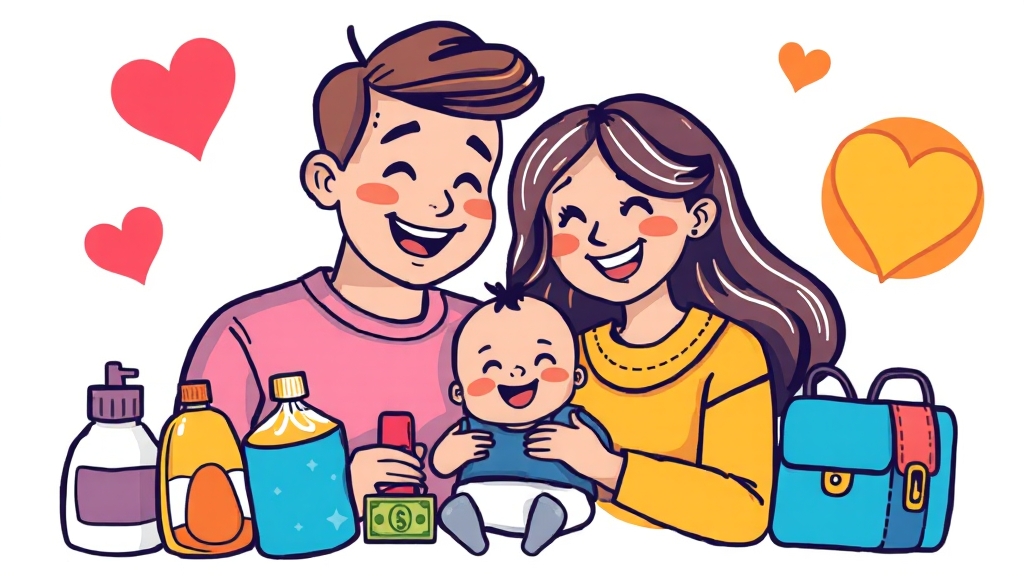 부모급여, 육아 지원금 (cartoon 스타일)