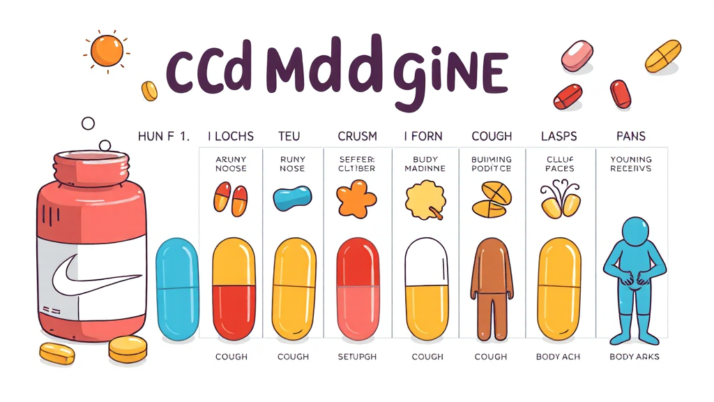 증상별 감기약 효과 (illustration 스타일)
