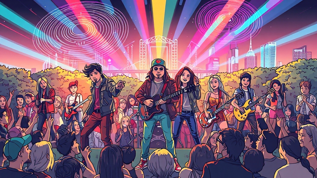 록페스티벌 역사와 의미 (illustration 스타일)