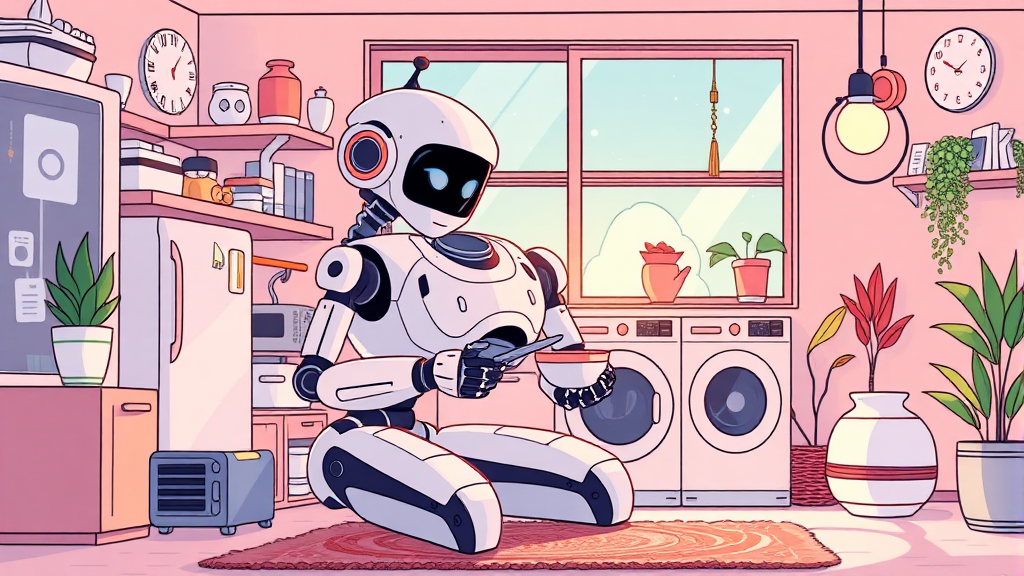 집안일 지원과 엔터테인먼트 (illustration 스타일)