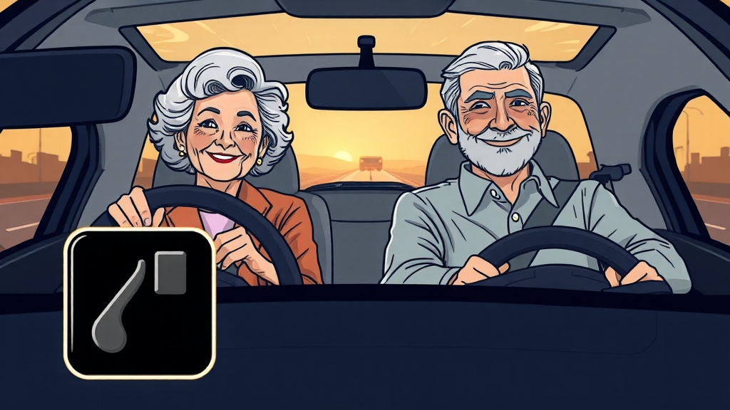 고령 운전자, 맞춤 할인 혜택 (cartoon 스타일)