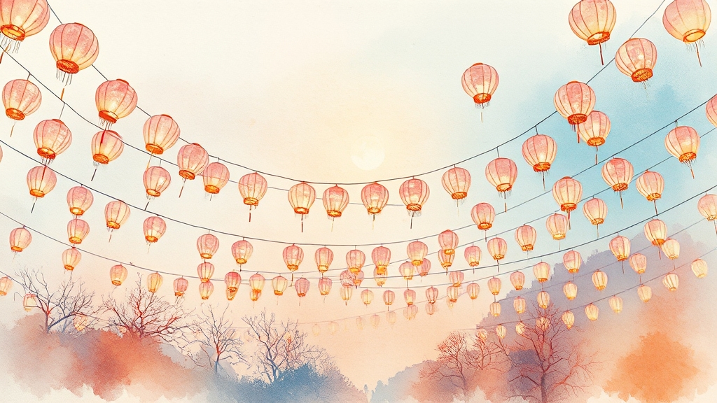 유등축제 개요 및 역사 (watercolor 스타일)