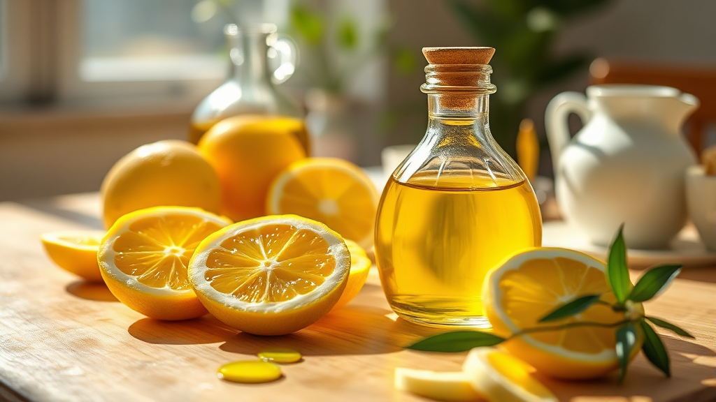 올리브오일 레몬즙 공복 섭취법 (realistic 스타일)