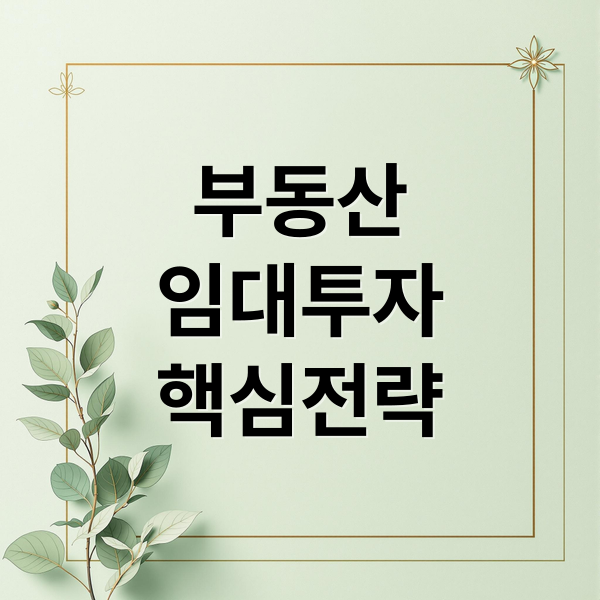 부동산
임대투자
핵심전략 (부동산 투자 임대수익 전략)