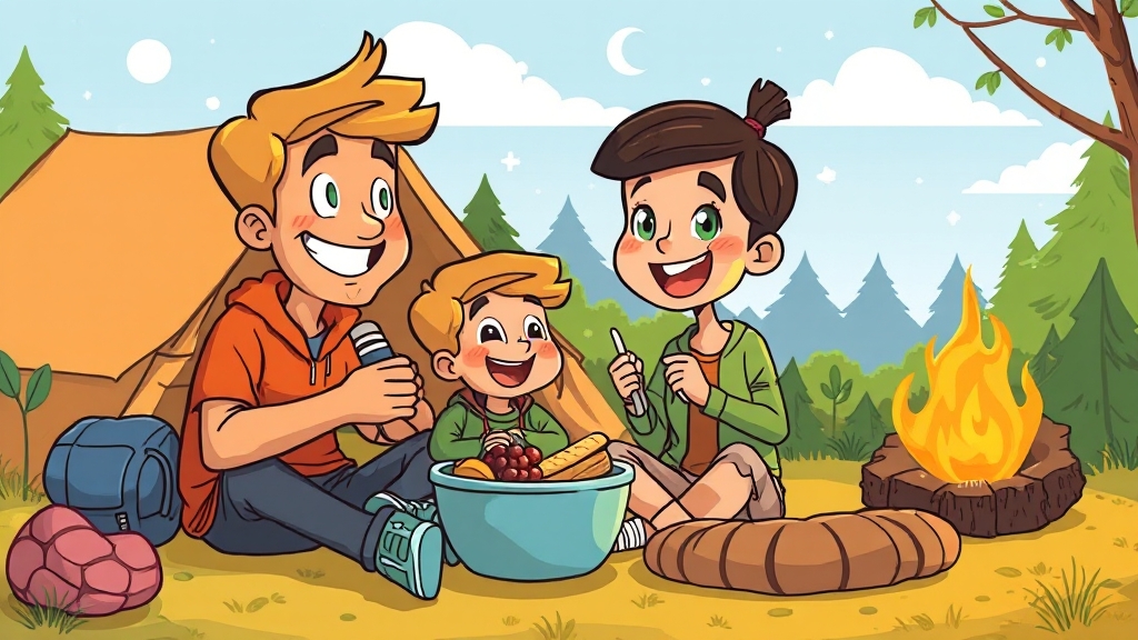 아이와 함께 글램핑 준비물 & 팁 (cartoon 스타일)