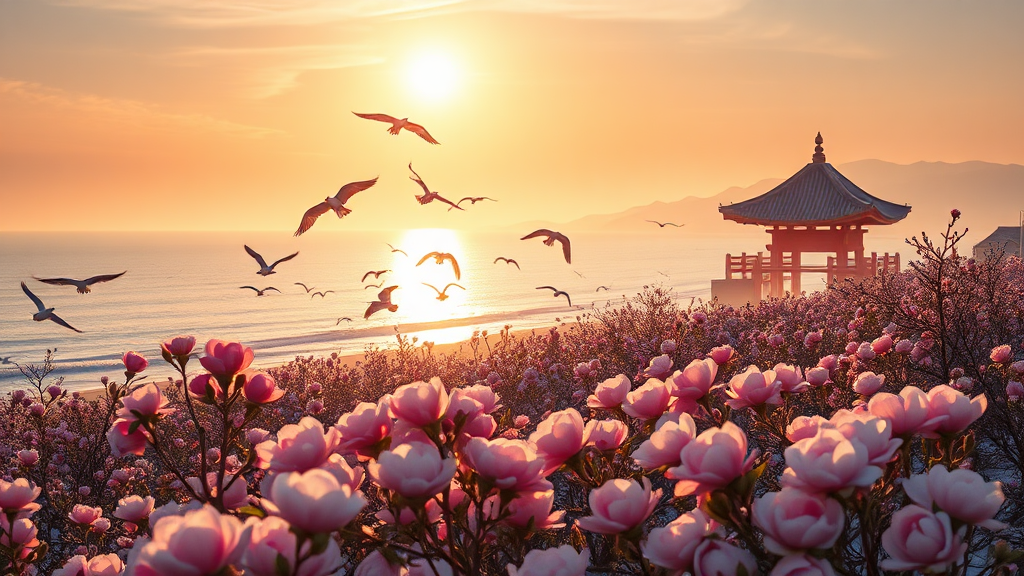 따뜻한 겨울 여행: 남도와 제주 (realistic 스타일)