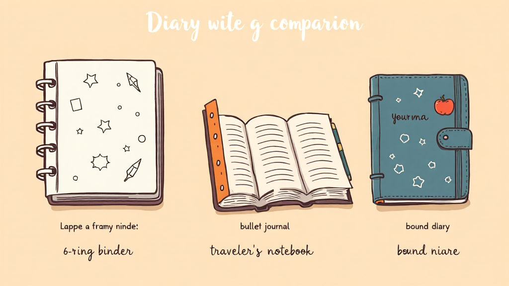 다이어리 종류별 비교 장단점 분석 (illustration 스타일)