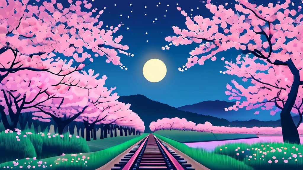 진해 군항제 핵심 명소: 경화역, 여좌천 로망스 다리 (illustration 스타일)