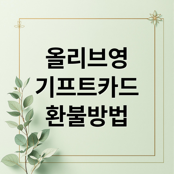올리브영
기프트카드
환불방법 (올리브영 기프트카드 환불)