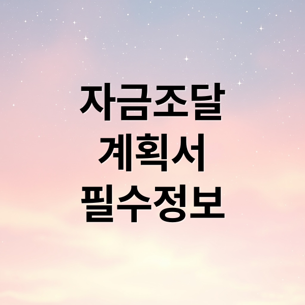 자금조달
계획서
필수정보 (자금조달 계획서)
