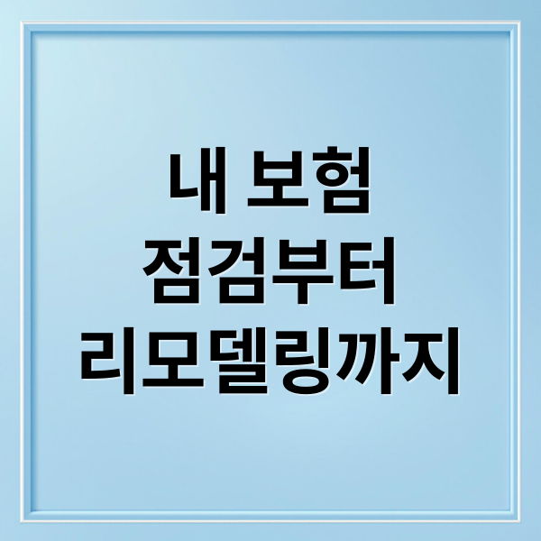 내 보험
점검부터
리모델링까지 (보험 리모델링)